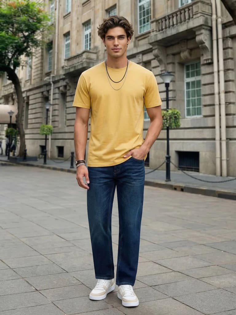 Men's Blue Relaxed Fit Washed Denim Jeans Non-Stretchable — photo 4