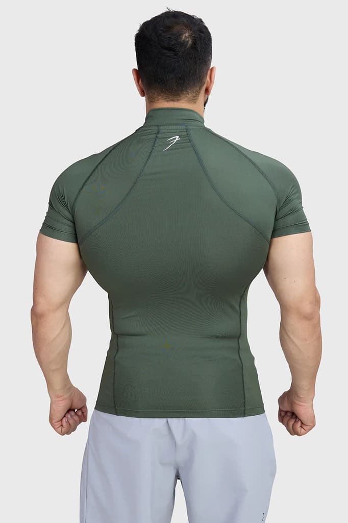 High Neck Compression T-shirt Olive — photo 6