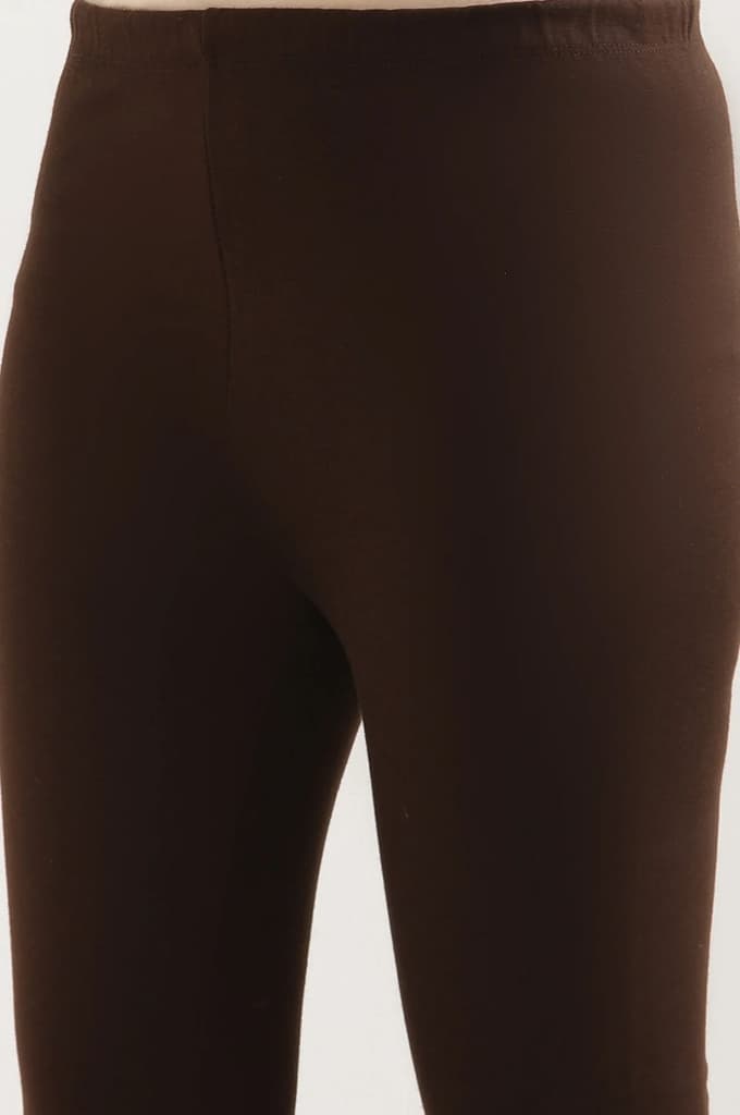 Brown Solid Skinny Fit Tights With Elasticated Waist — photo 7