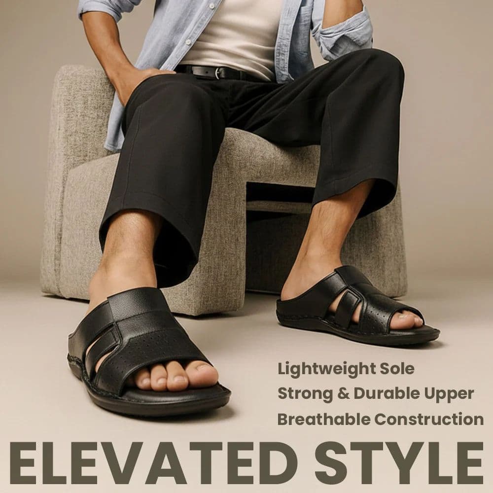 Healers Black Casual Flat Sandal For Men VAL-31E By Liberty — photo 2