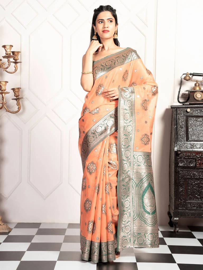 Mimosa Women's Woven Design Kanjivaram Style Art Silk Saree With Blouse Piece : SA00002068PCFREE — photo 2
