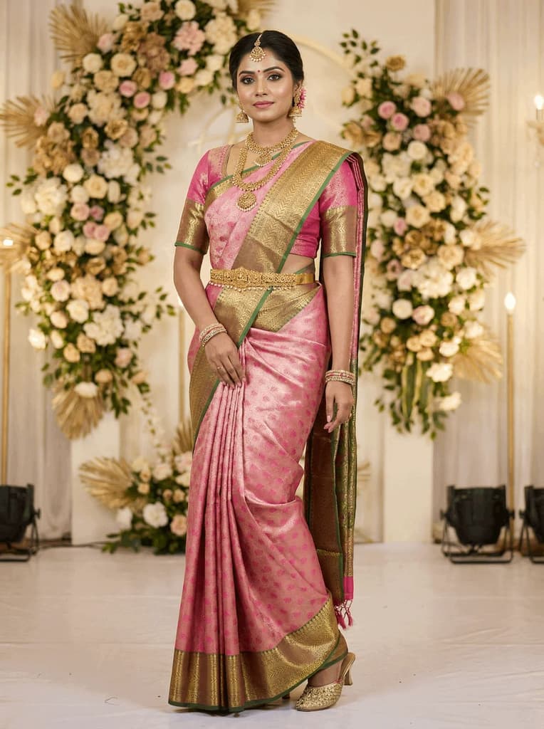 MIMOSA Women's Woven Design Kanjivaram Style Art Silk Saree with Blouse Piece - Rani Pink (SA00002866RNFREE) — photo 3