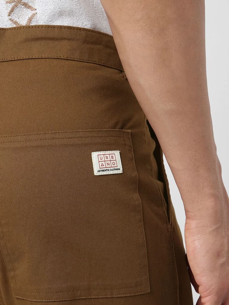 Men's Brown Regular Fit Solid Cargo Chino Pant with 6 Pockets Stretchable — photo 7