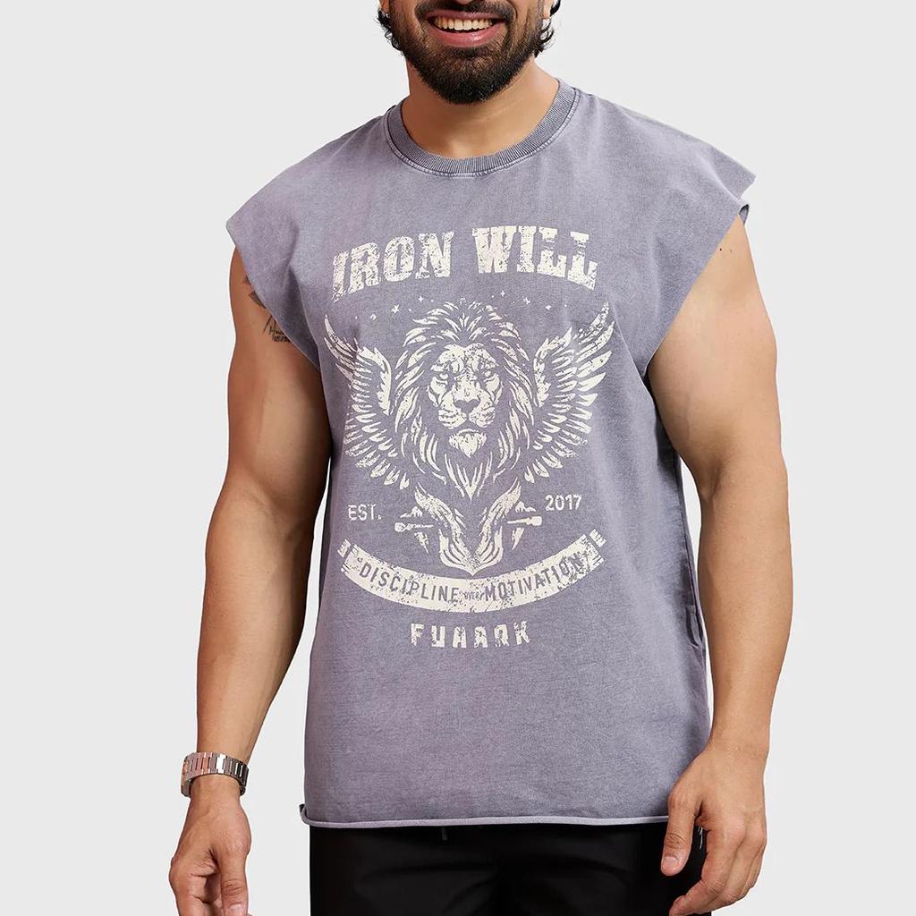 IronWill Washed Capsleeves Tank Light Grey