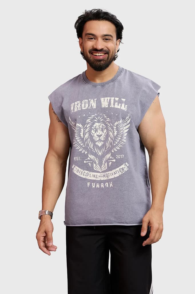 IronWill Washed Capsleeves Tank Light Grey — XS