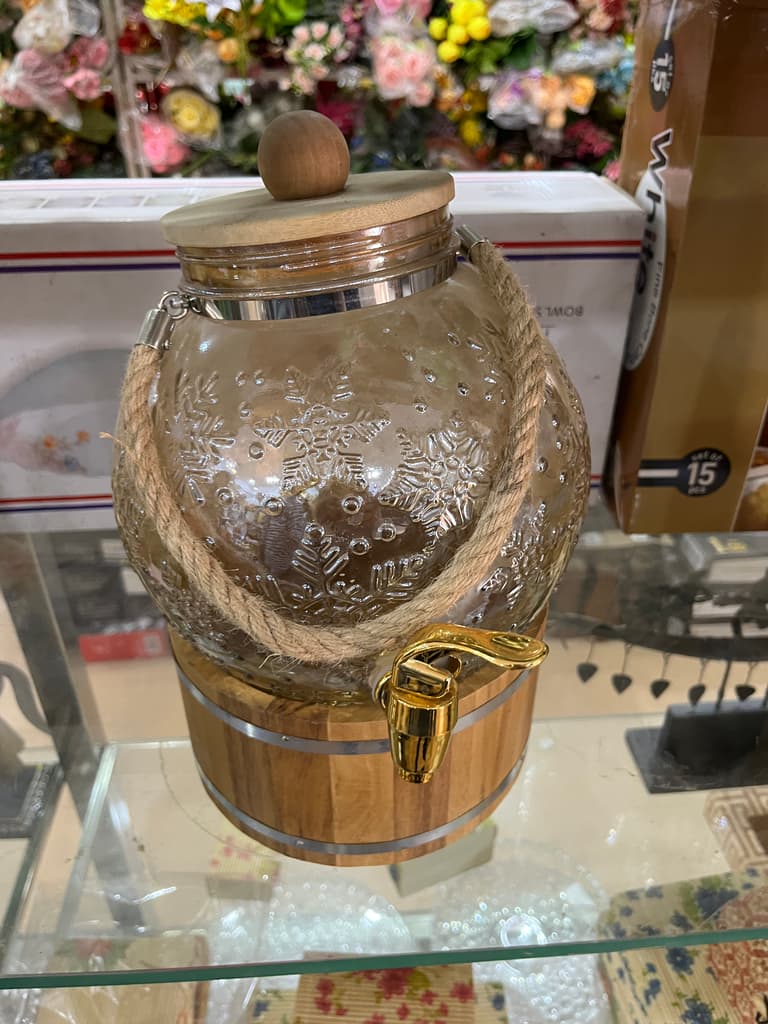 Wooden Jar with Rope | Kitchen & Dining | Wood | Brown