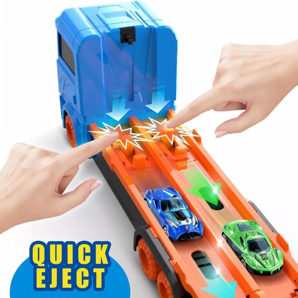 Transport Truck with 61-Inch Dual Race Track – Storage Carrier Playset — photo 3