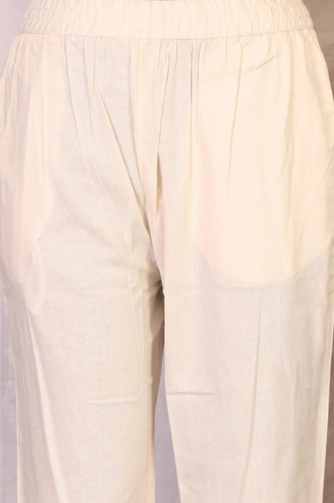 Off White Chikankari Rayon Straight Kurta with Pants Co-ord Set — photo 6