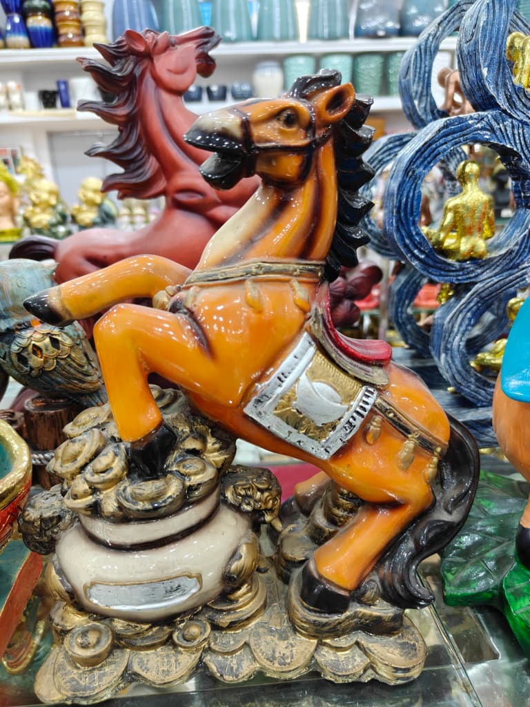 Orange Horse Figurine | Decorative | Ceramic | Animal