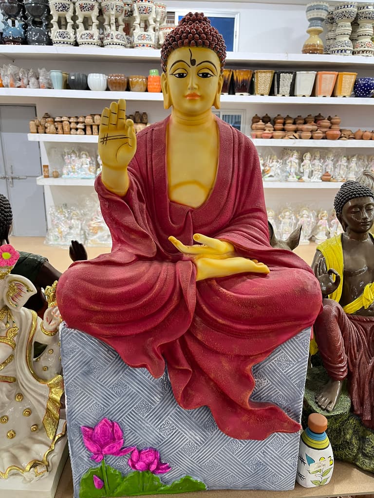 Buddha Statue | Sculpture | Marble | Red