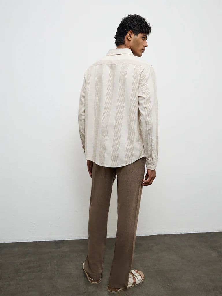 ETA Off-White Striped Relaxed-Fit Cotton-Blend Shirt — photo 4