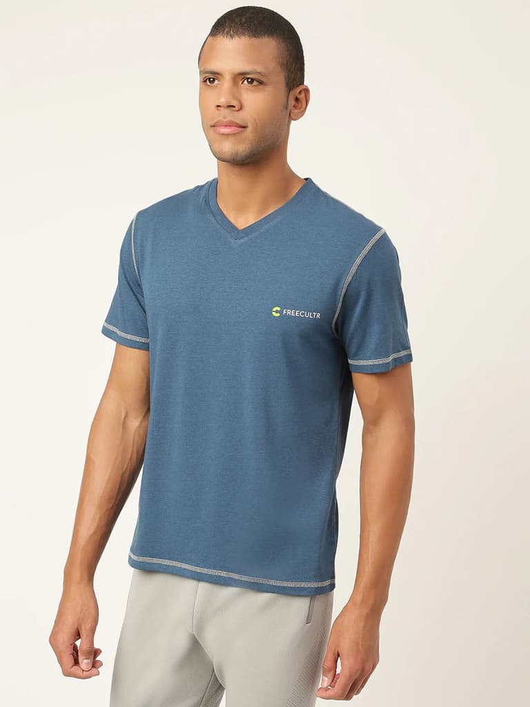Sapphire Blue Men's Organic Bamboo Casual Tees - V Neck (Pack Of 1) — photo 3