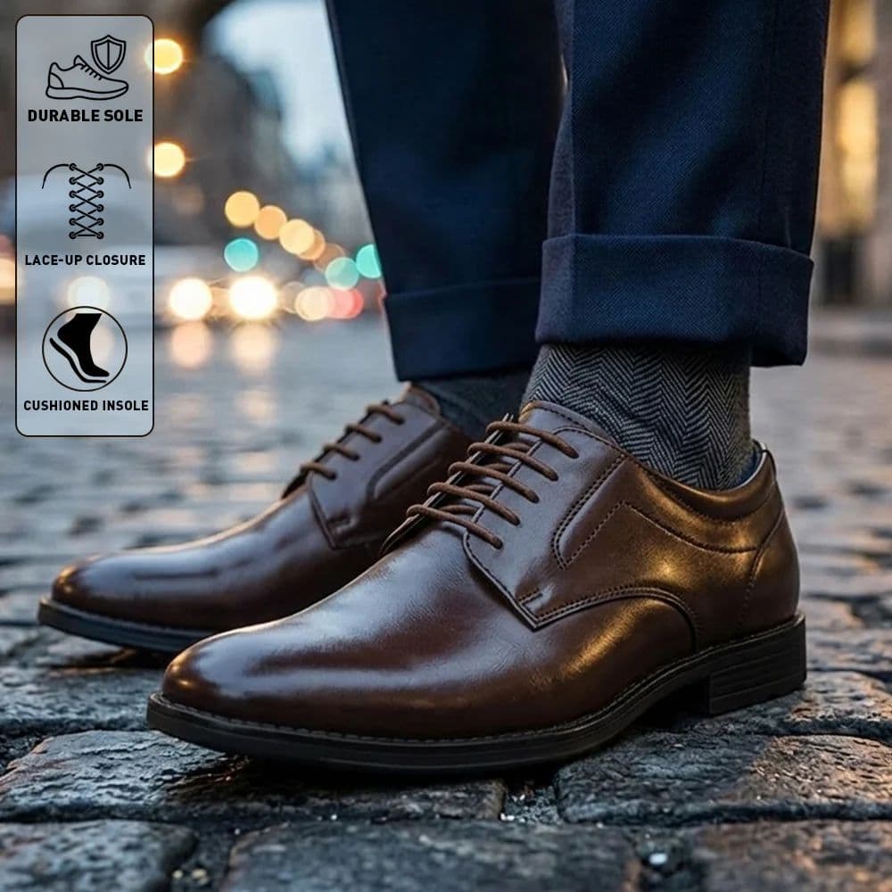 Fortune HML-86E Brown Formal Lacing Derby Shoes for Men by Liberty — photo 3