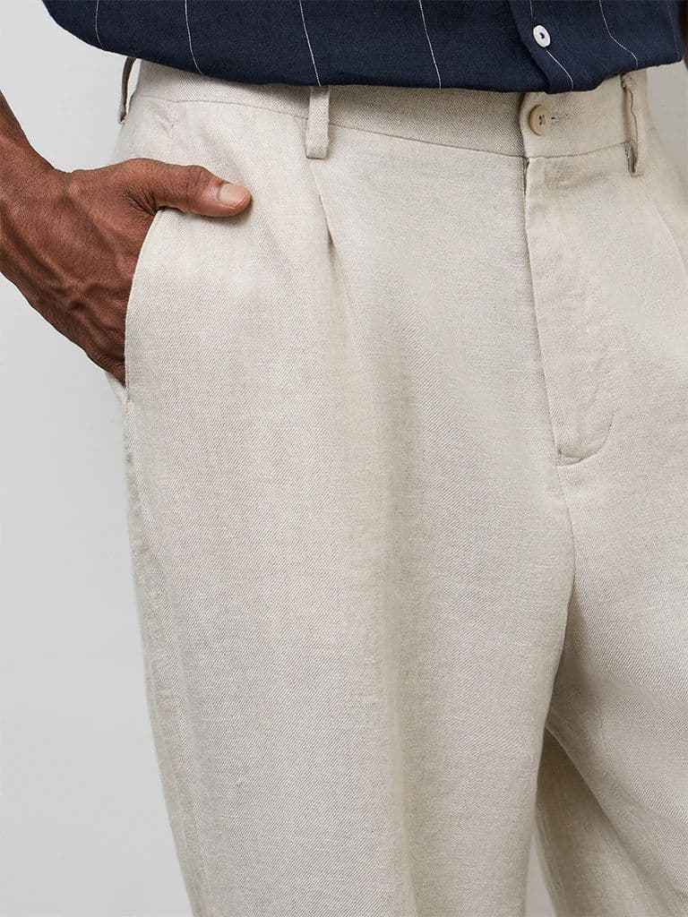 Ascot Beige Mid-Rise Relaxed-Fit Trousers — photo 3