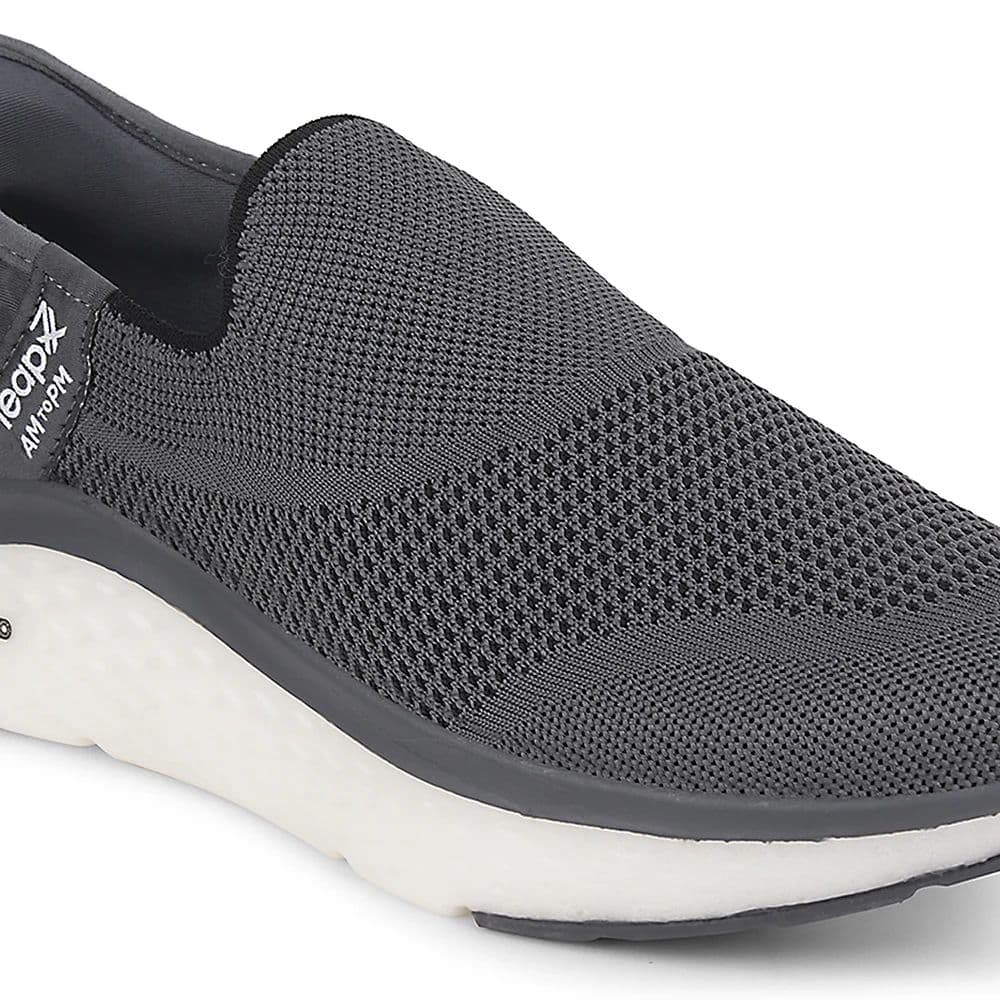 Leap7x Dark Grey Sports Non Lacing Walking Shoes For Men NITRUN-13 By Liberty — photo 5