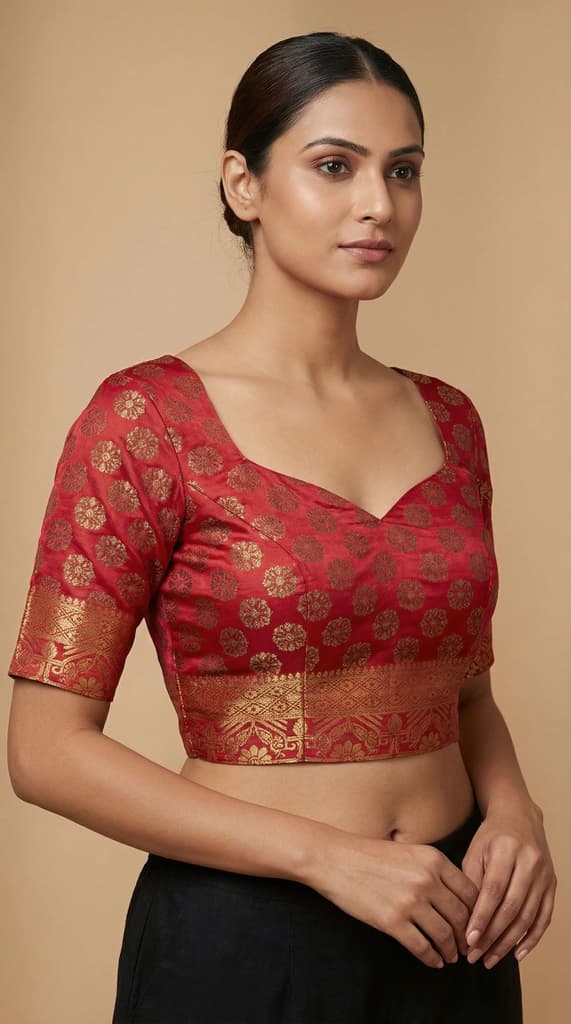 MIMOSA Women's Woven Design Patola Style Raw Silk Saree with Blouse Piece - Rani ( SA00003138RNFREE ) — photo 5