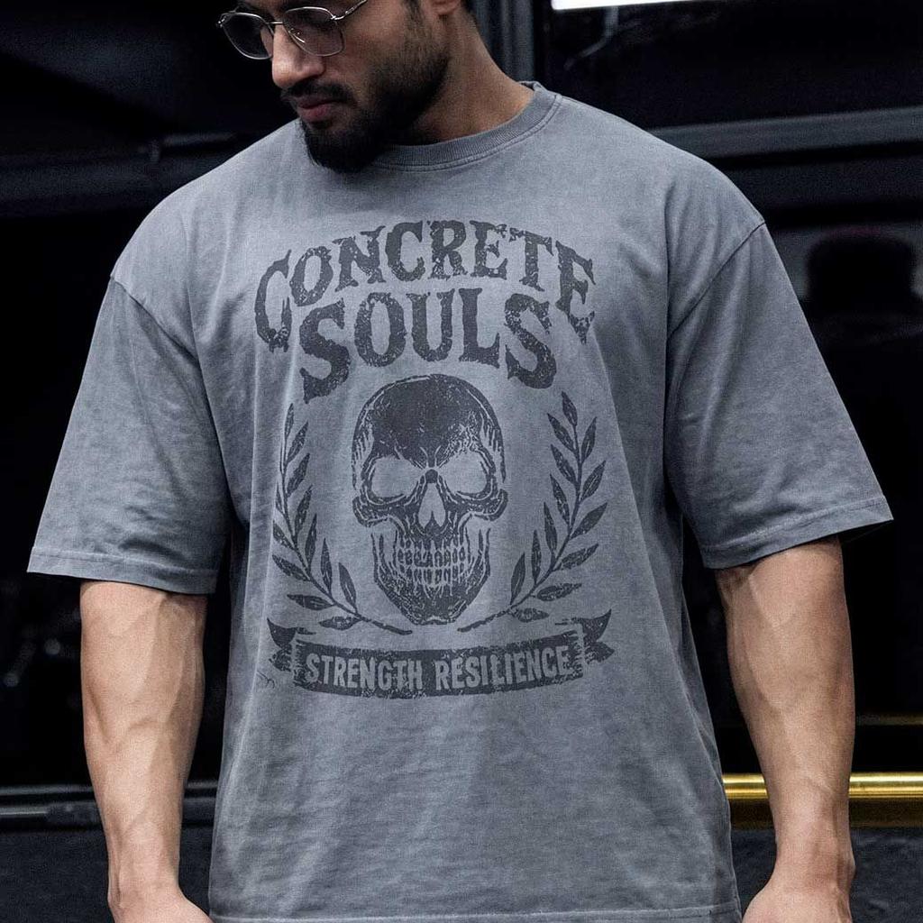 Concrete Soul Washed Oversized T-shirt Light Grey
