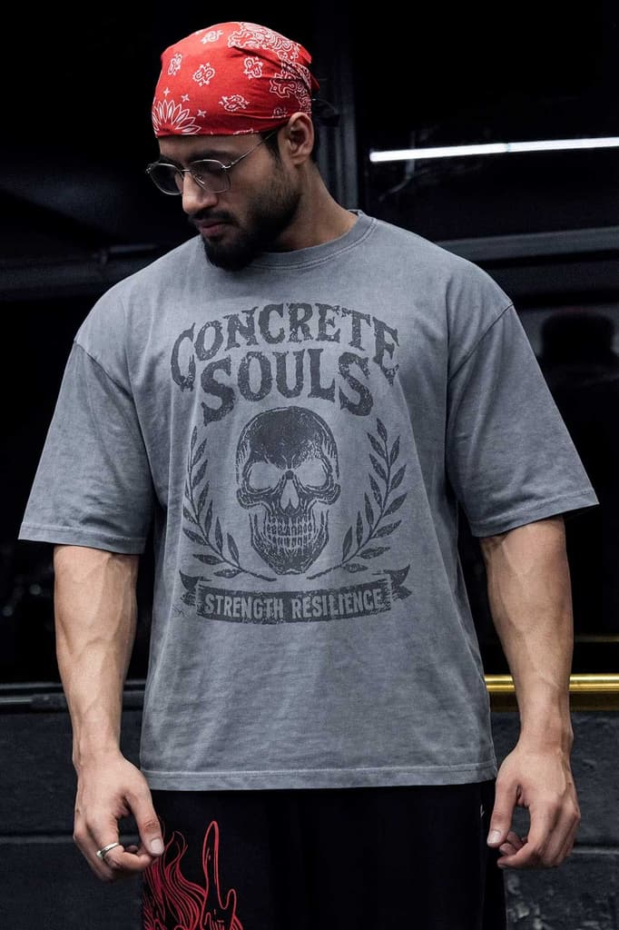 Concrete Soul Washed Oversized T-shirt Light Grey — S