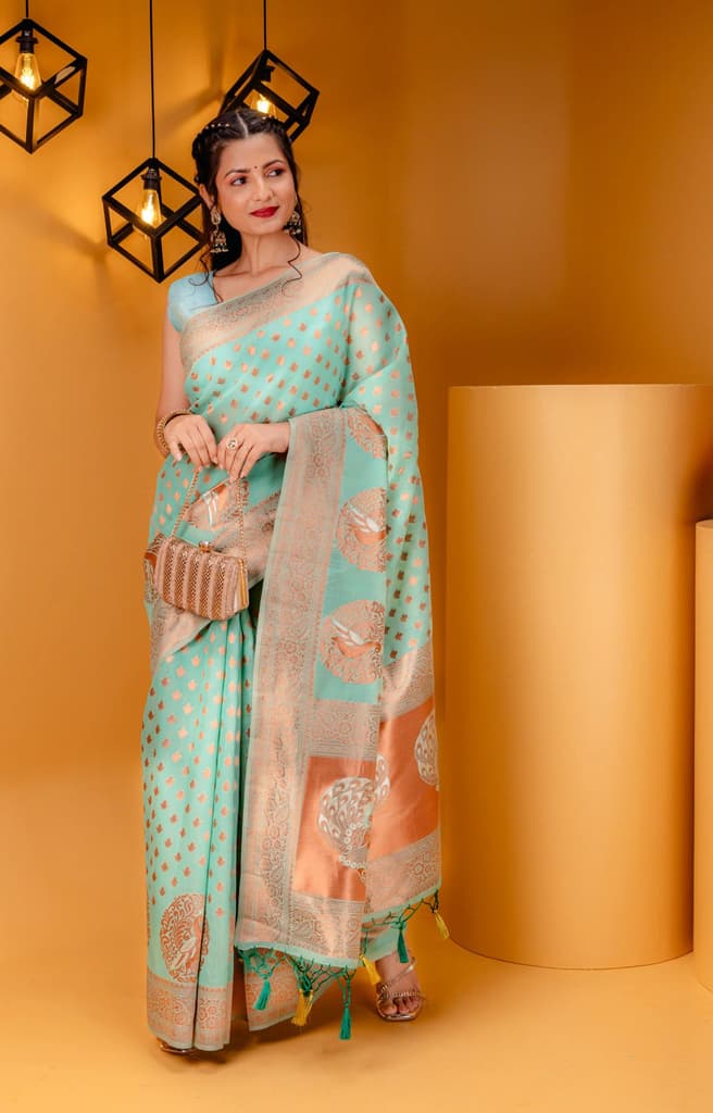 Mimosa Women's Woven Design Banarasi Style Art Silk Saree With Blouse Piece : SA00001808RMFREE — photo 5