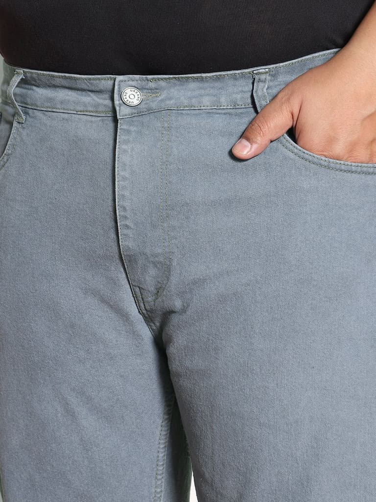 Plus Men's Light Grey Regular Fit Denim Jeans Stretchable — photo 6