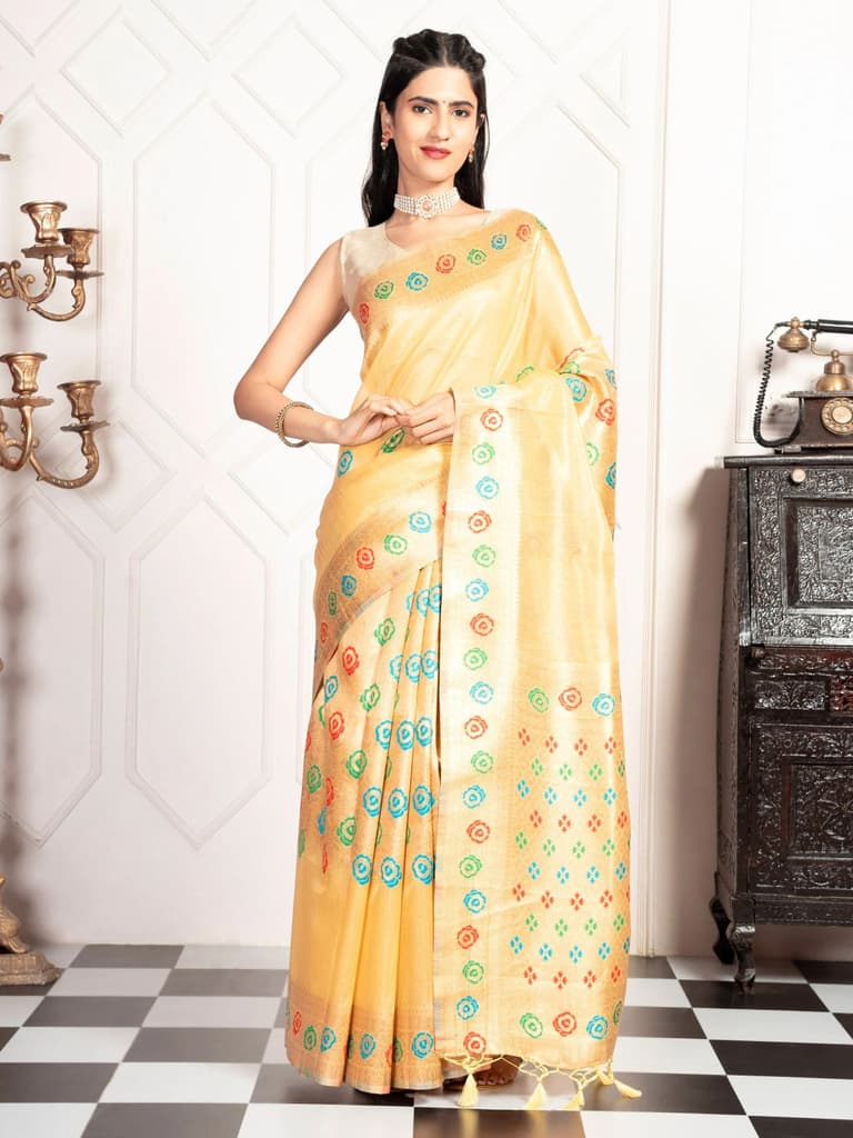 Mimosa Women's Woven Design Banarasi Style Art Silk Saree With Blouse Piece : SA00002082GDFREE — photo 2