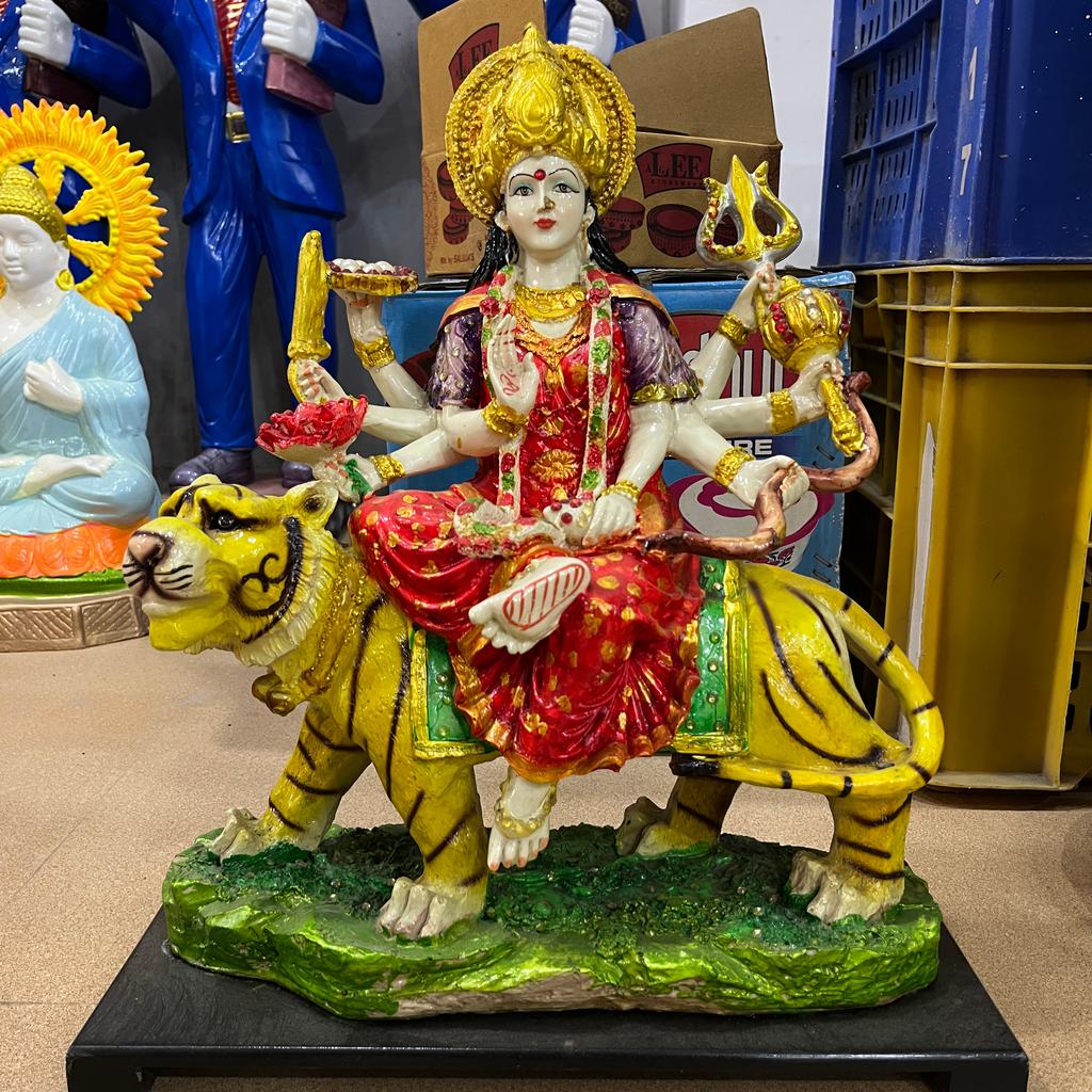Hindu Goddess Statue | Sculpture | Bronze | Gold, Red, Yellow, Green