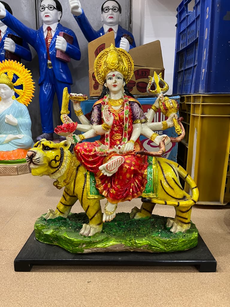 Hindu Goddess Statue | Sculpture | Bronze | Gold, Red, Yellow, Green