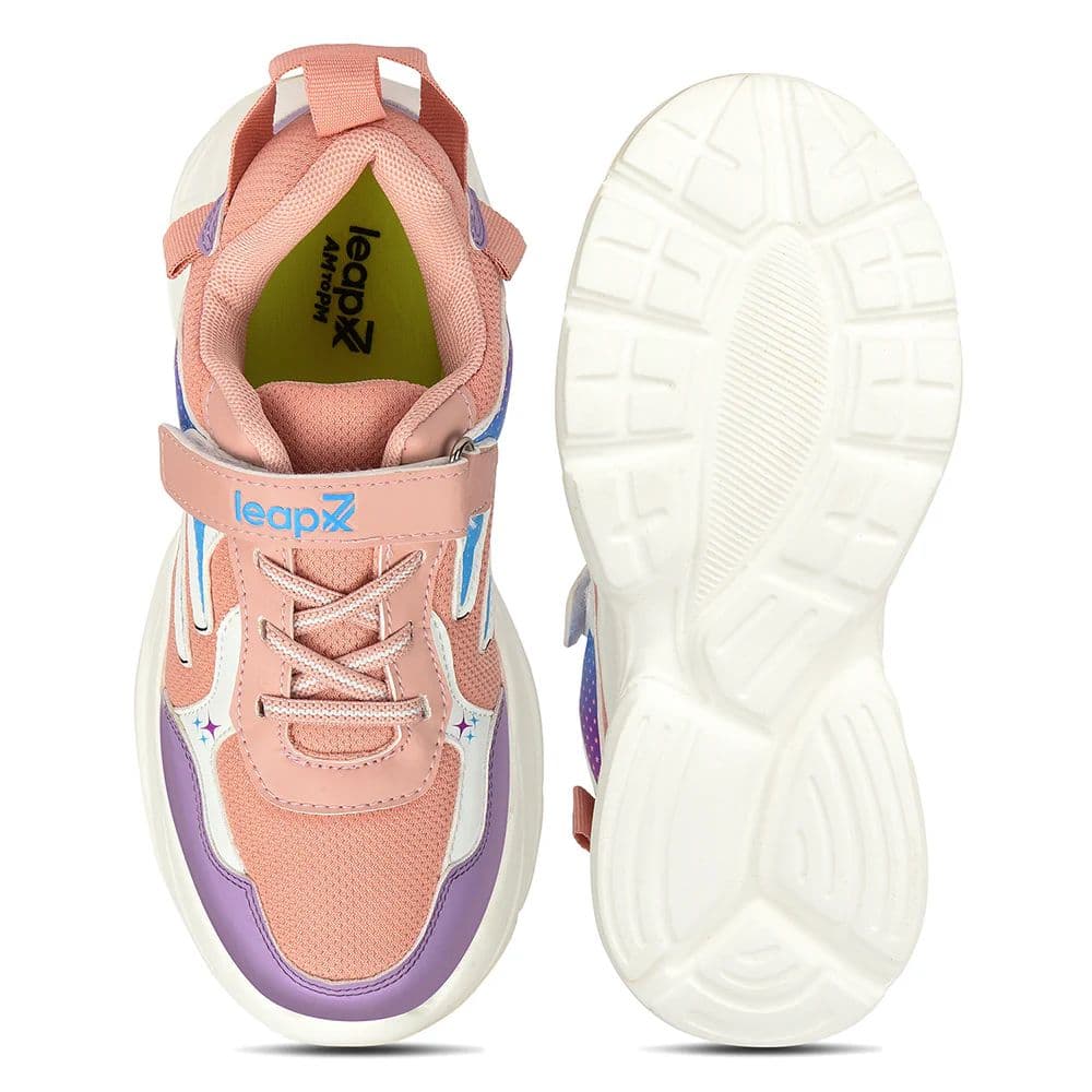 Leap7x Peach Sports Non Lacing Walking Shoes For Kids ZEOX-2 By Liberty — photo 7