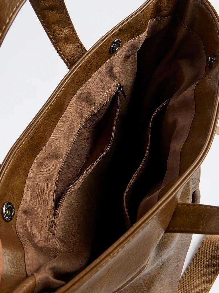Westside Brown Textured Tote Bag — photo 4