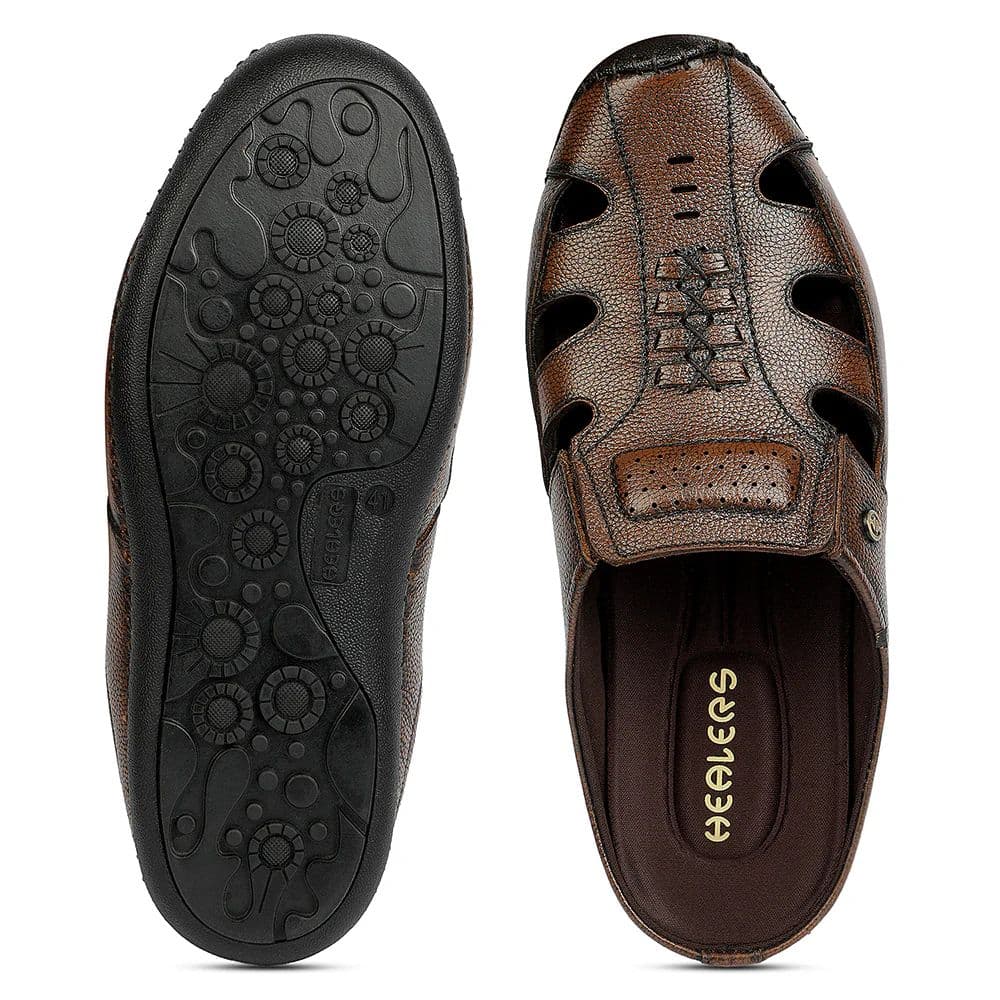 Healers Brown Casual Non Lacing Mules for Men ASL-12 by Liberty — photo 6
