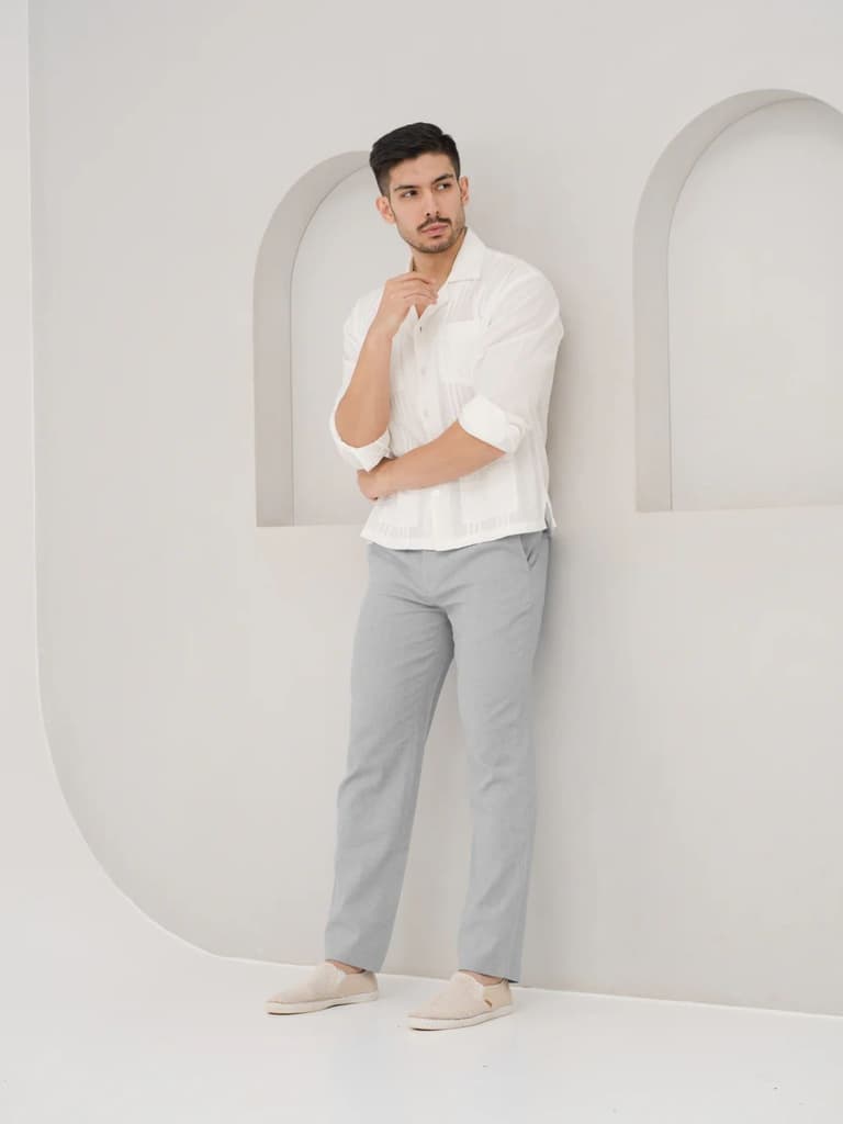 Froselle Grey Linen Sorona Pants