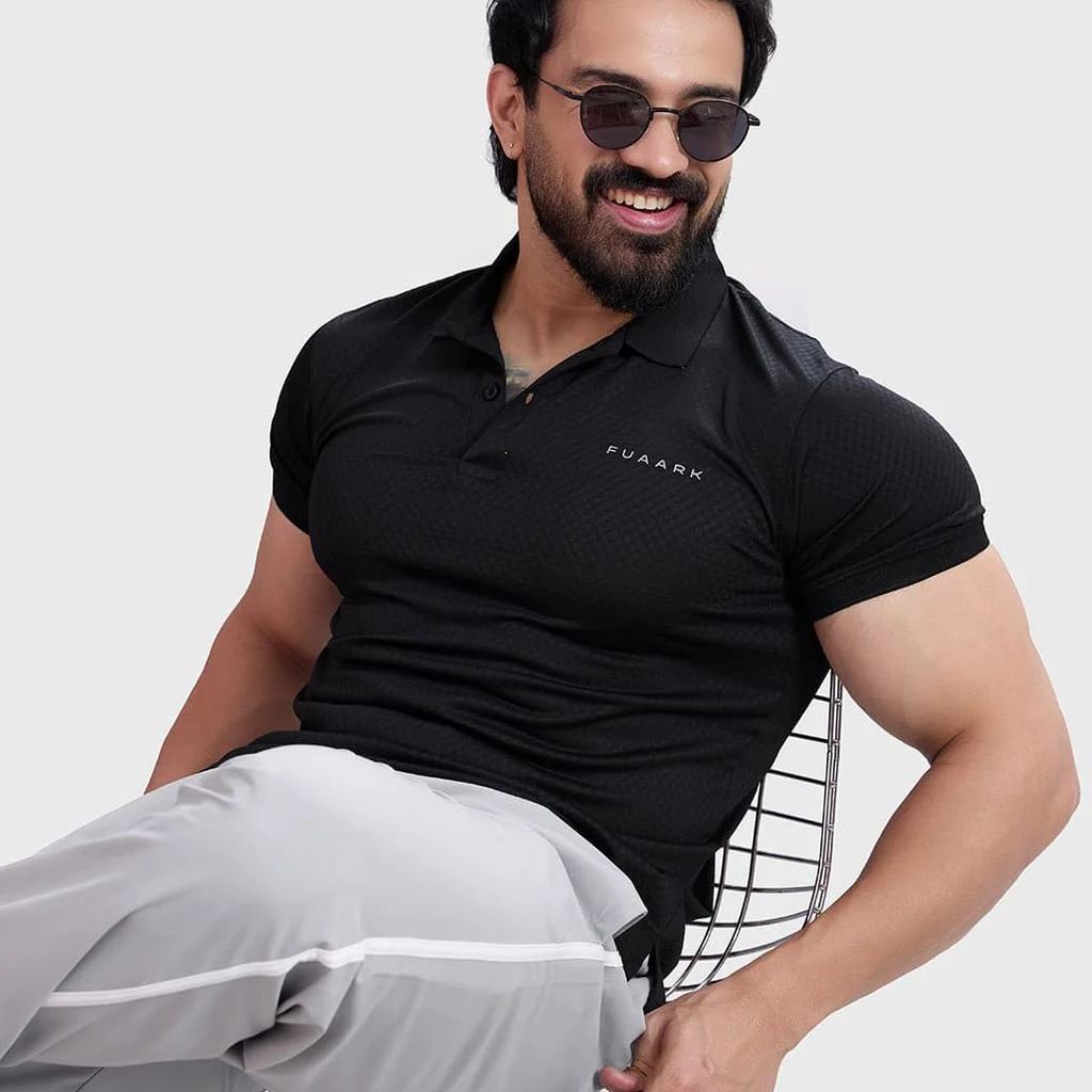 Wave Polo T-shirt Black
