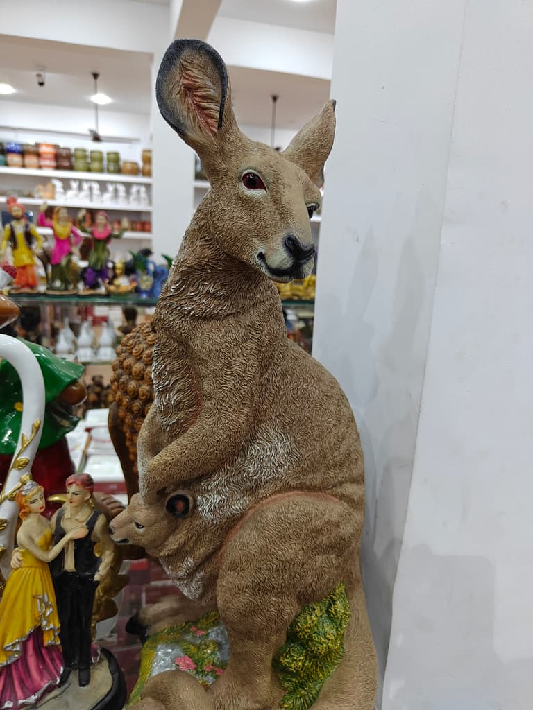 Kangaroo Statue | Wooden | Tan | Decorative