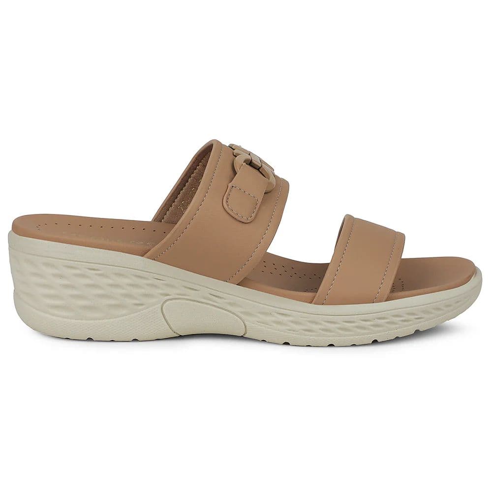 Healers Beige Wedge Heel Sandal For Women ZQ-FD-50 By Liberty — photo 2