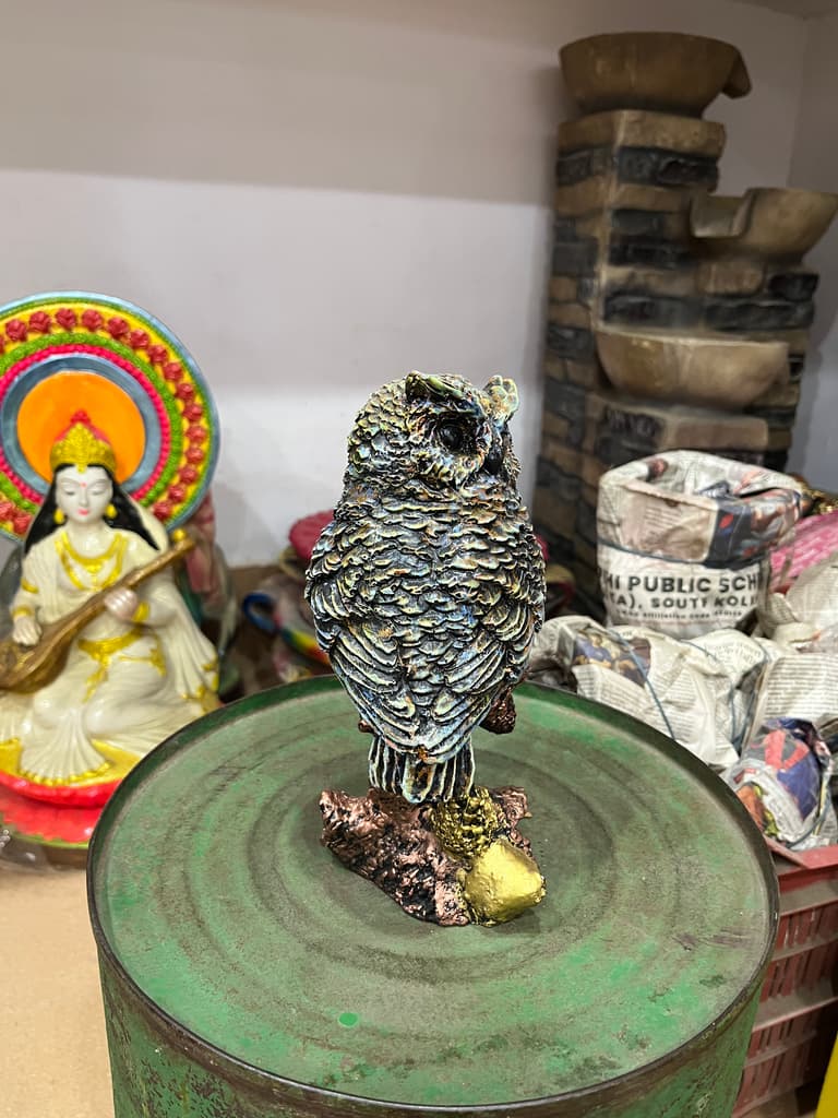 Owl Figurine | Statue | Bronze | Green