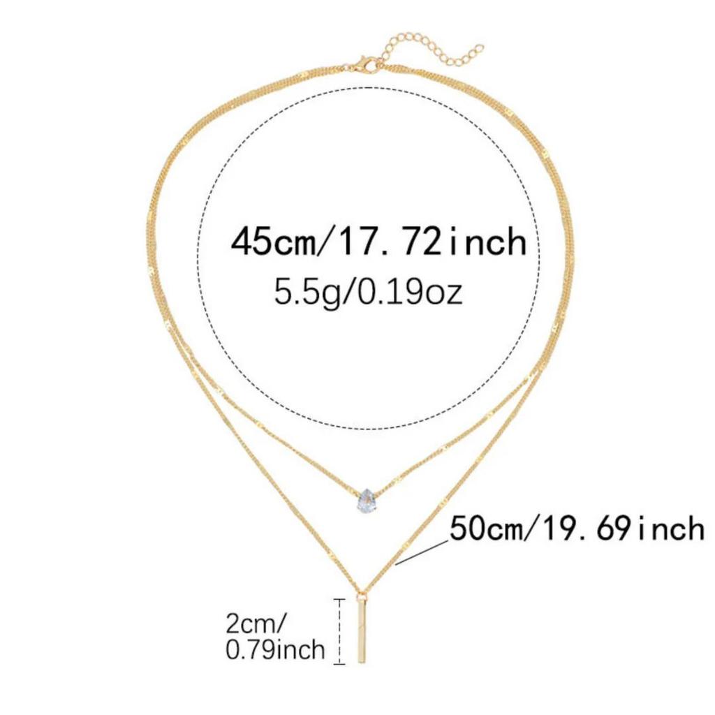 Double Trouble Necklace | Bar Necklace with Teardrop Rhinestone — photo 4