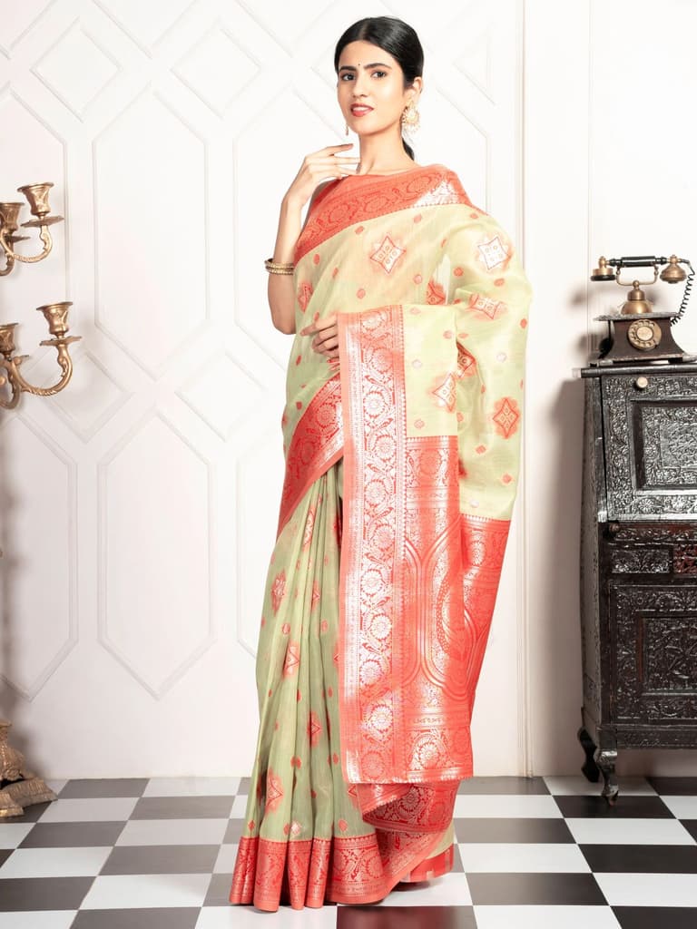 Mimosa Women's Woven Design Kanjivaram Style Art Silk Saree With Blouse Piece : SA00002068PSFREE — photo 5
