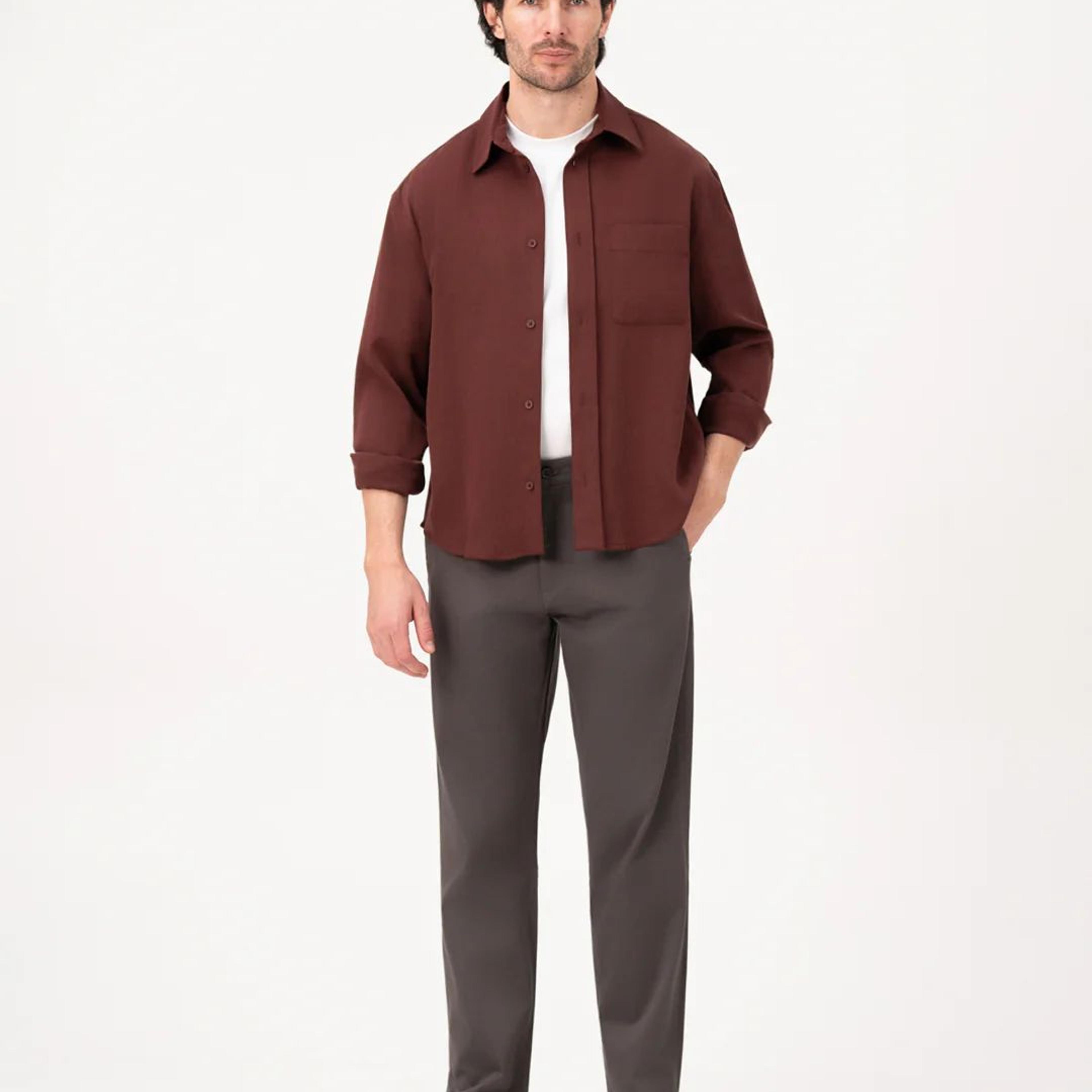 Ashvane Grey Relaxed Fit Stretch Chinos for Men