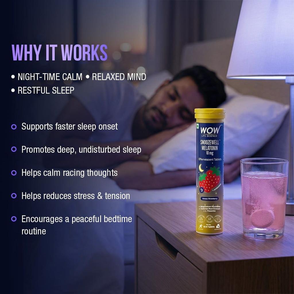 Snoozewell Melatonin Effervescent Tablets Promotes Relaxation