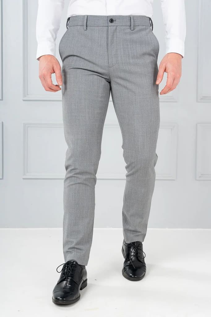 Misty Grey Melange Merino Wool Pants