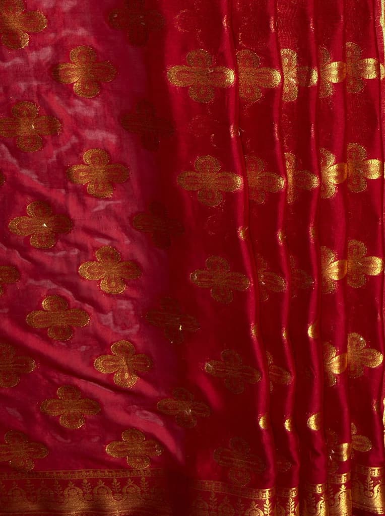 MIMOSA Women's Woven Design Mysore Silk Style Crepe Saree with Blouse Piece - Maroon ( SA00003122MRFREE ) — photo 6