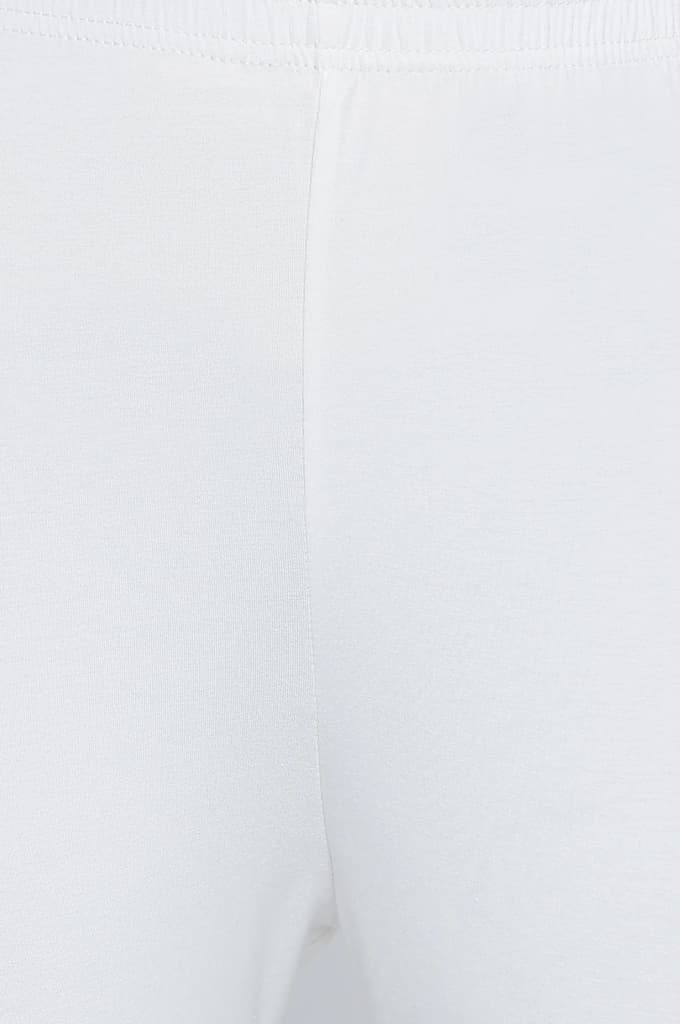 White Solid Cotton Lyrca Tights in Ankle Length — photo 2