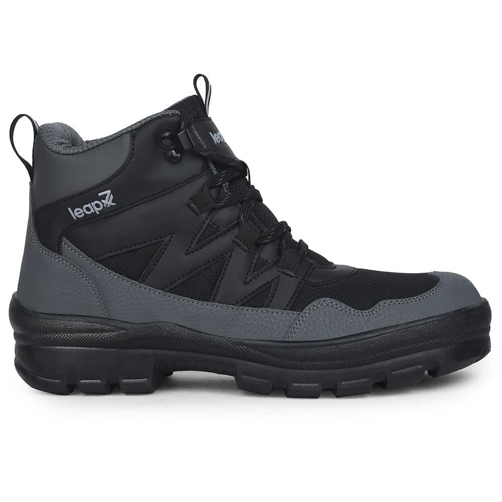 Leap7x Black Sports Lace-Up Trekking Shoes For Men DRAWNER-1E By Liberty — photo 2