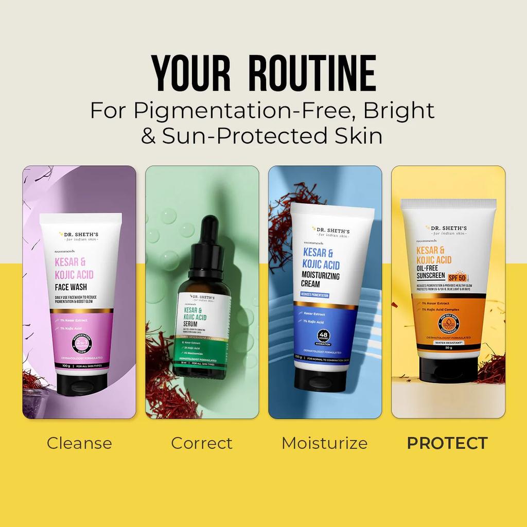 Kesar & Kojic Acid Oil Free Sunscreen - 50g In-Vivo Tested SPF 50+ PA ++++