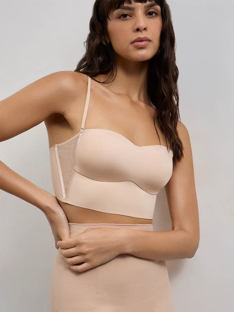 Wunderlove Beige Padded Bandeau Shapewear Bra — photo 2
