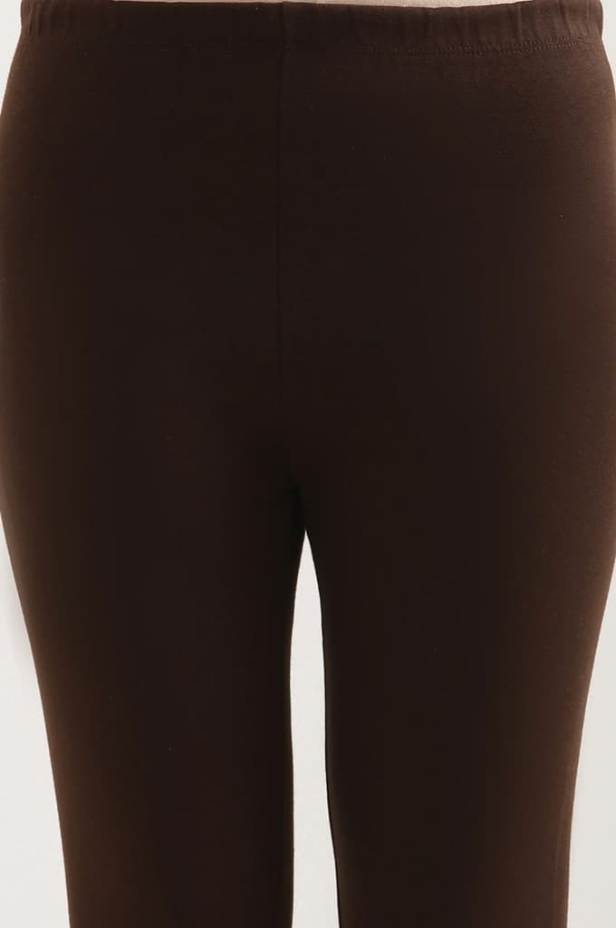 Brown Solid Skinny Fit Tights With Elasticated Waist — photo 6