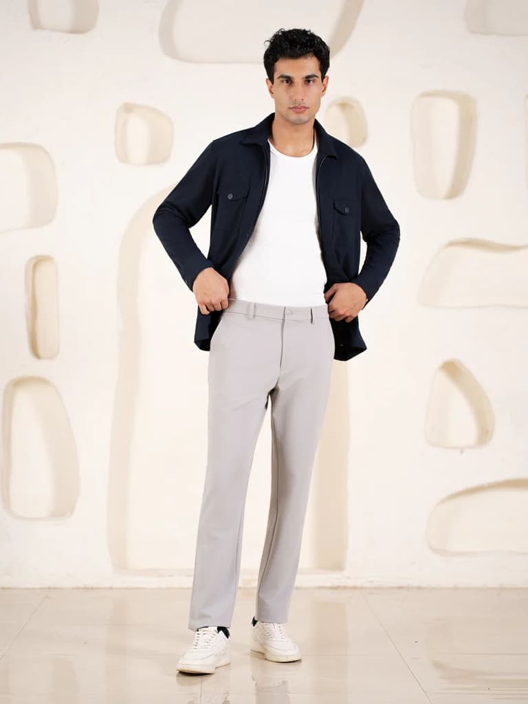 Malai Light Grey Soft-touch Slim Fit Power Stretch Pants — photo 3