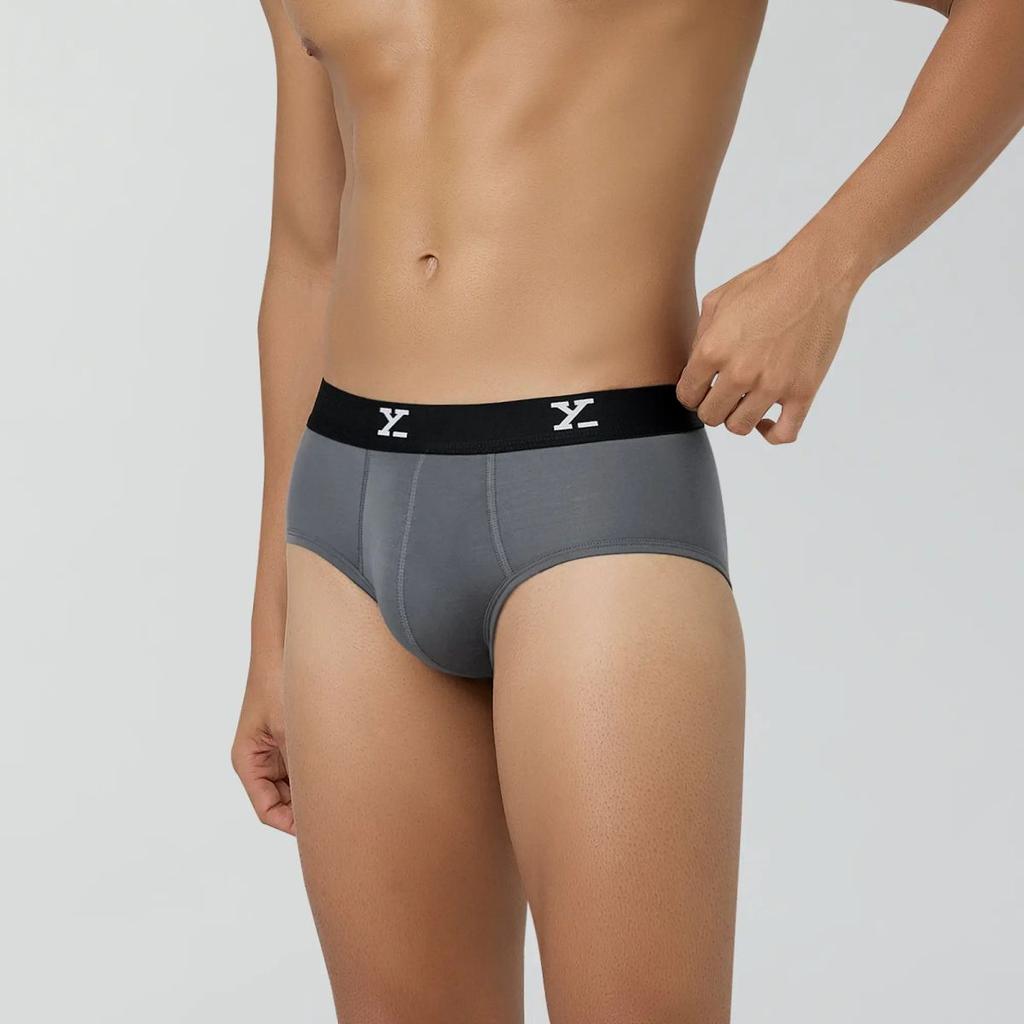 Super Combed Cotton-Modal Briefs - Charcoal Grey — photo 3
