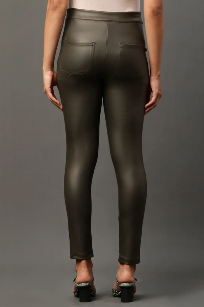 Olive Green Leather Pants — photo 3