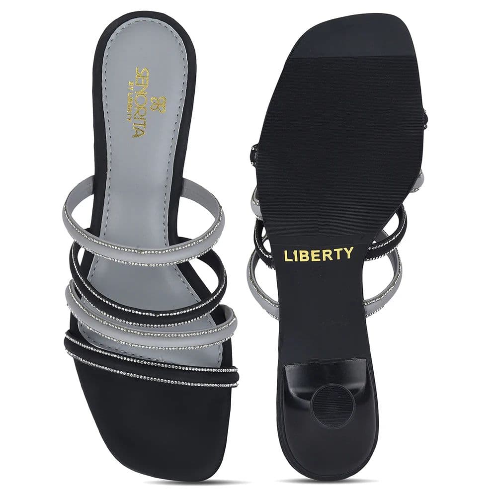 Senorita STY-180E Black Casual Heeled Slippers for Women by Liberty — photo 6